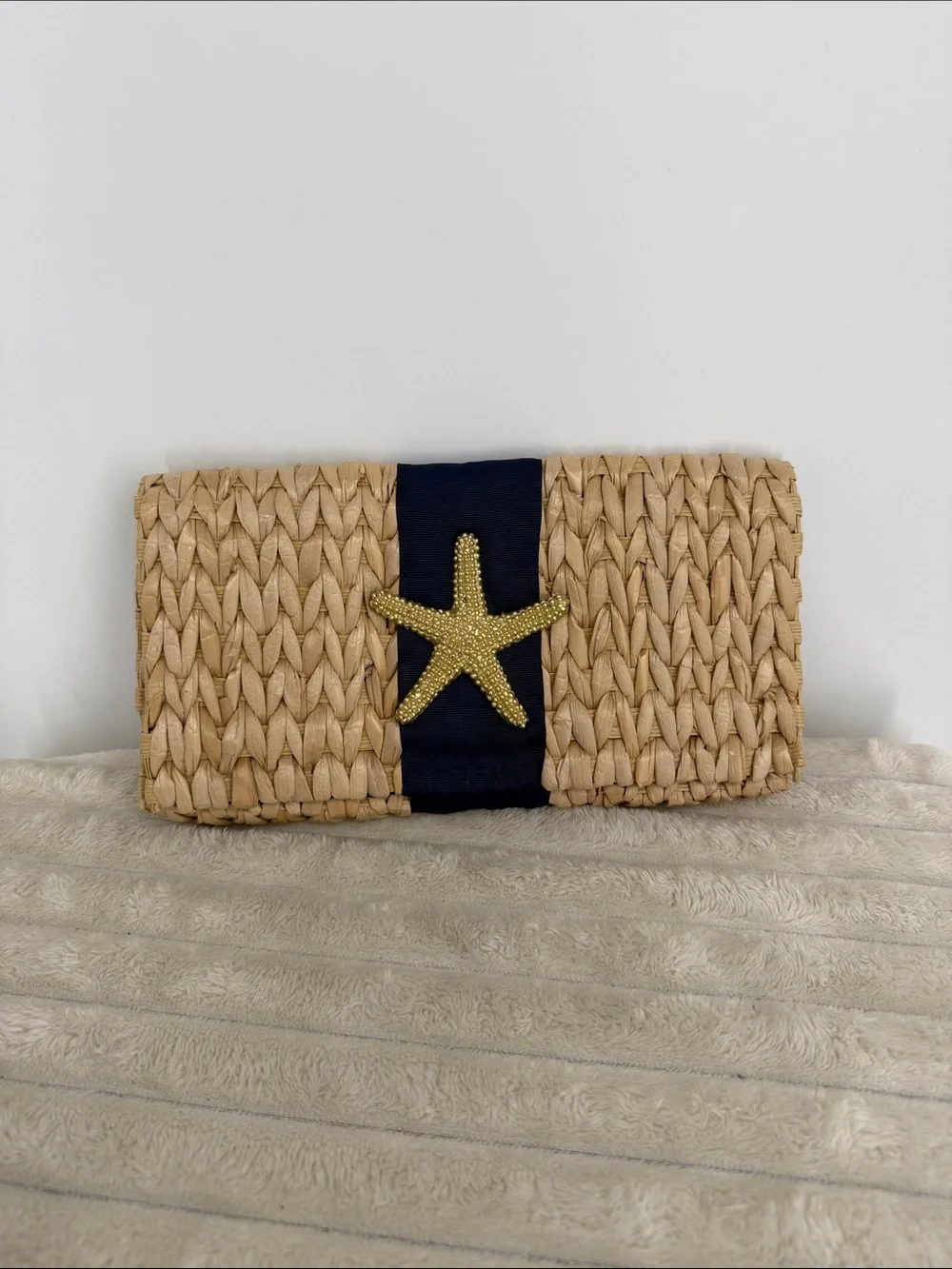 Mudpie Starfish Woven Clutch - Picture 1 of 10